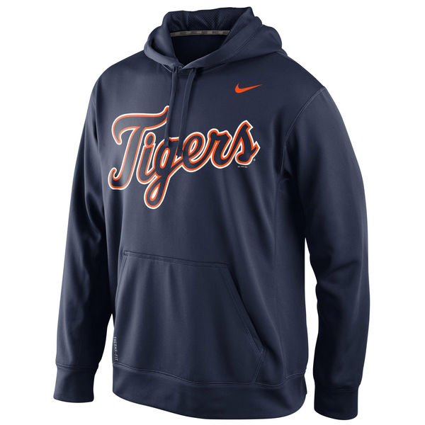 Men Detroit Tigers Nike KO Wordmark Perfomance Hoodie Navy->detroit tigers->MLB Jersey